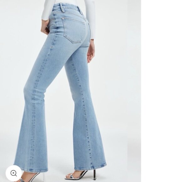 NWT GOOD AMERICAN Good Legs Flare Mid Rise Jeans INDIGO390 | Size 15 - Picture 2 of 12